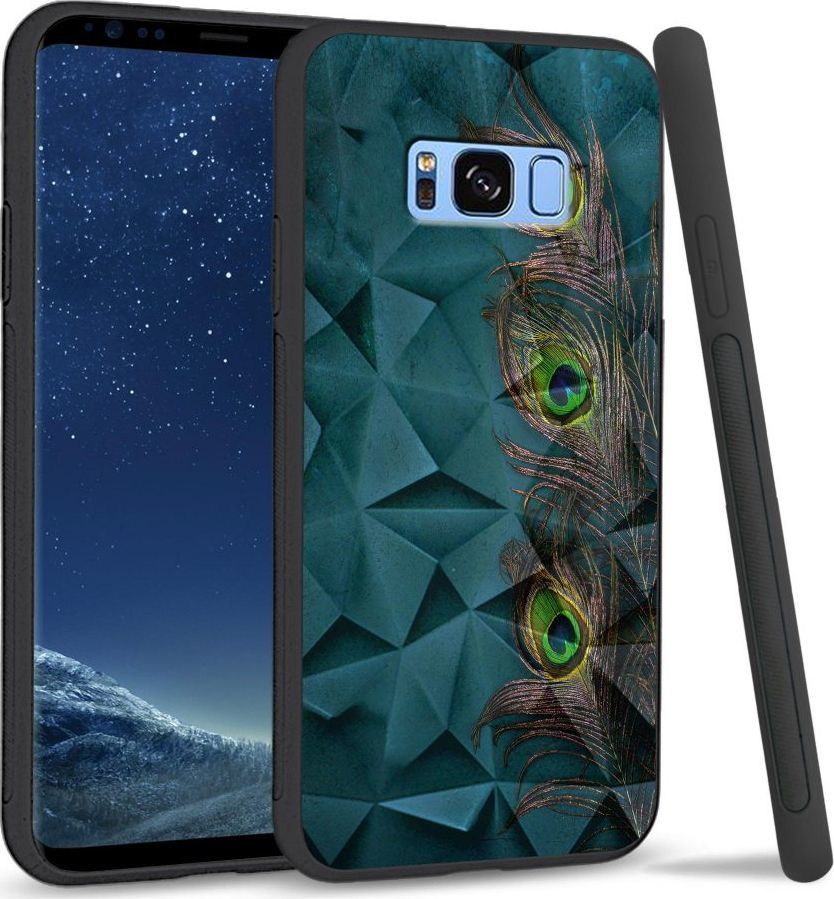 Super Fashion Etui na telefon Samsung Galaxy S8 Plus Crystal Case Three Peacock Feathers 1