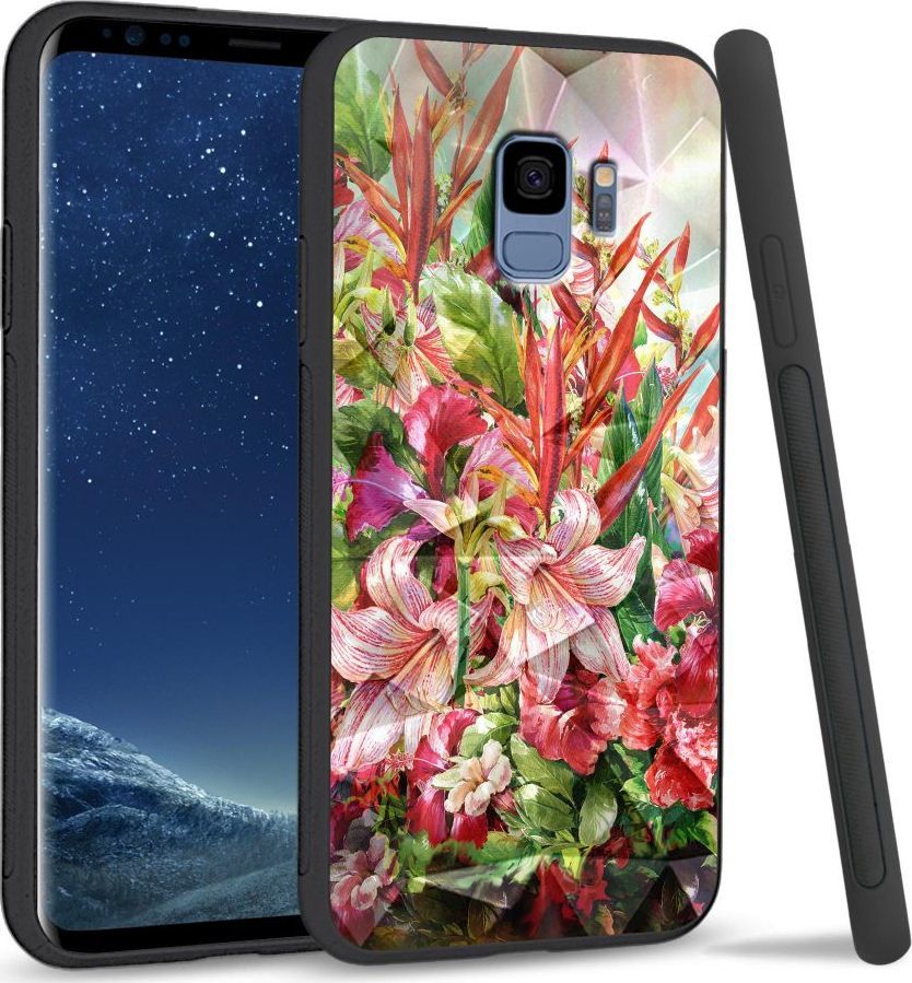 Super Fashion Etui na telefon Samsung Galaxy S9 Crystal Case Flowers 1