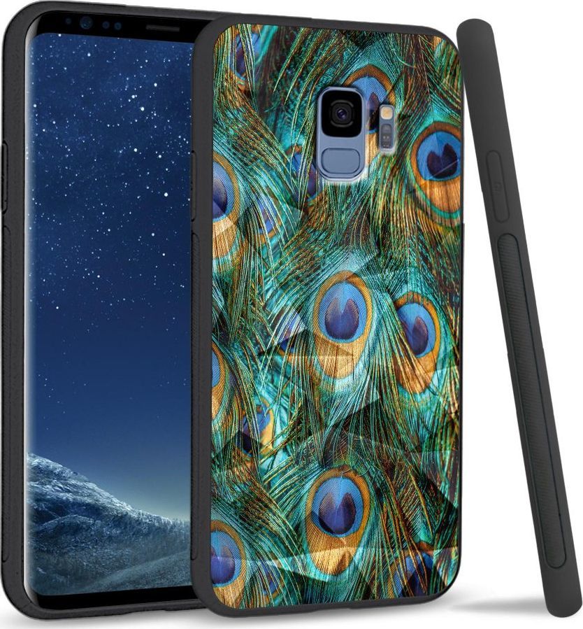 Super Fashion Etui na telefon Samsung Galaxy S9 Crystal Case Peacock Feather Bunch 1