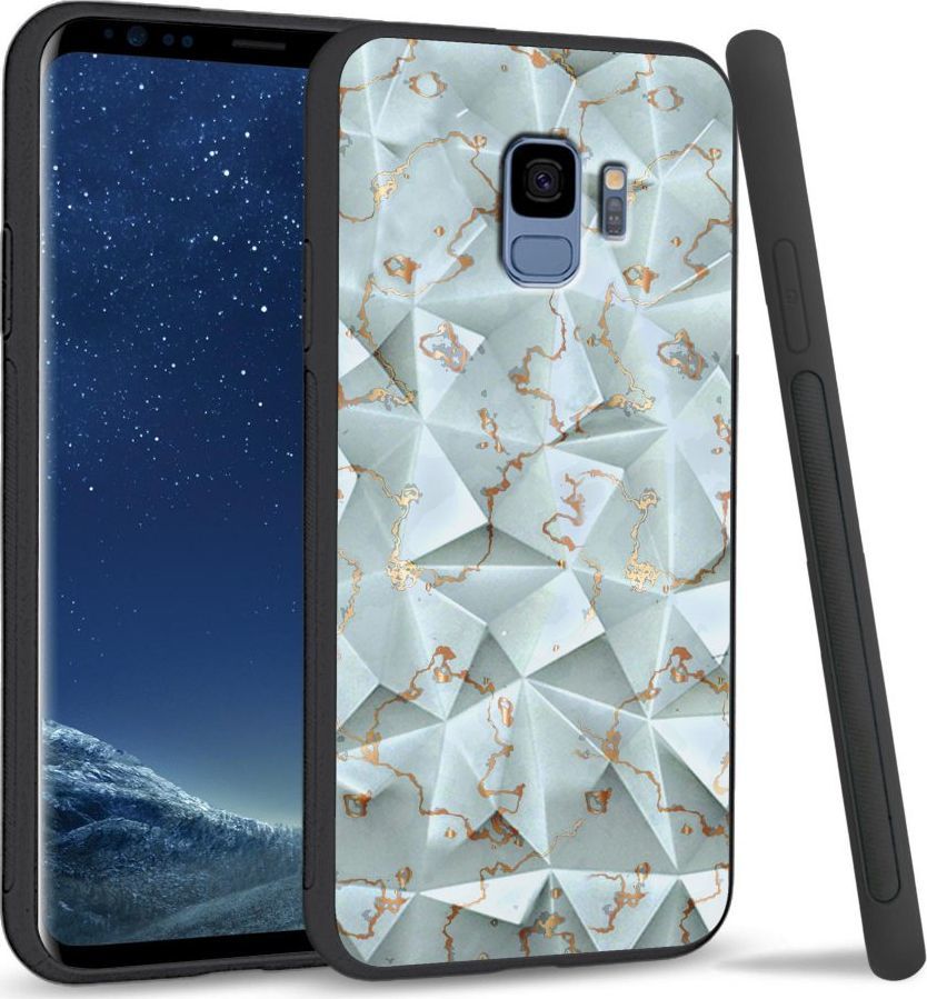 Super Fashion Etui na telefon Samsung Galaxy S9 Crystal Case Golden blue granite 1