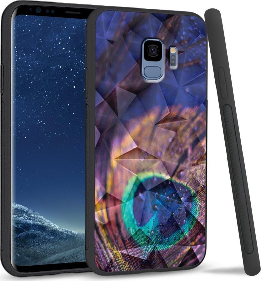 Super Fashion Etui na telefon Samsung Galaxy S9 Crystal Case Peacock Feather Closeup 1