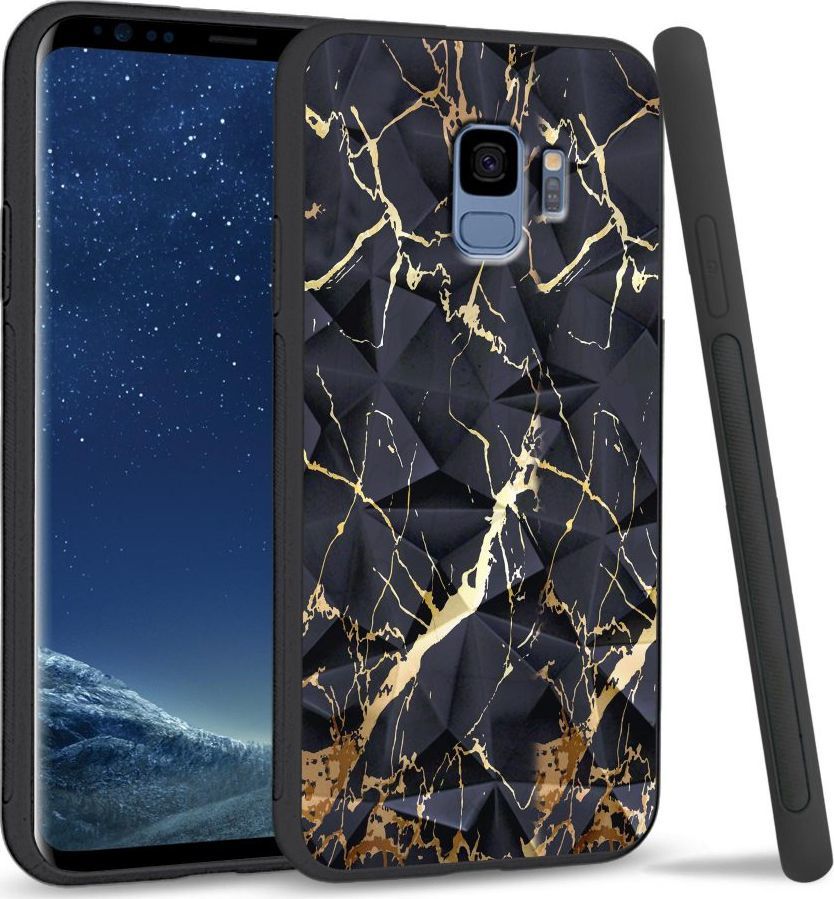 Super Fashion Etui na telefon Samsung Galaxy S9 Crystal Case Black gold granite 1
