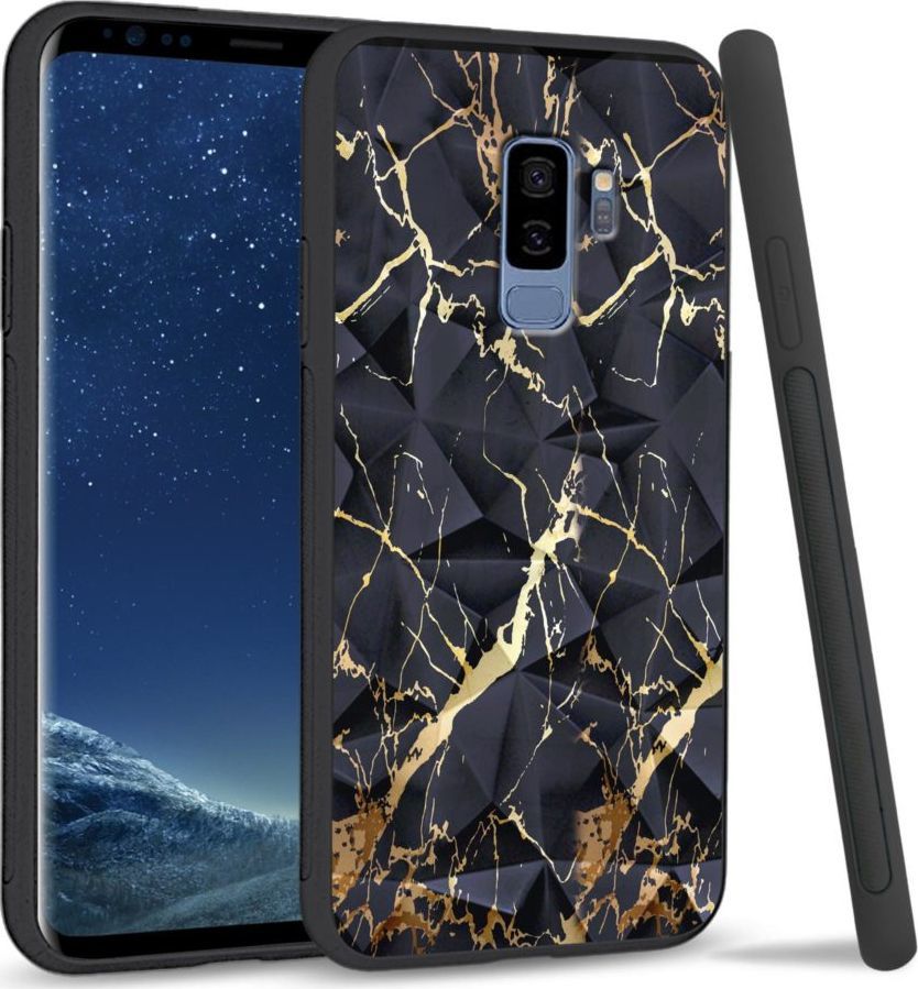 Super Fashion Etui na telefon Samsung Galaxy S9 Plus Crystal Case Black gold granite 1
