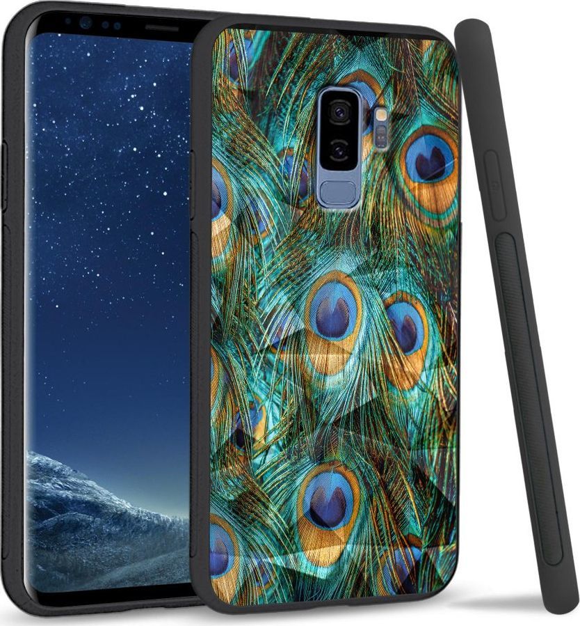 Super Fashion Etui na telefon Samsung Galaxy S9 Plus Crystal Case Peacock Feather Bunch 1