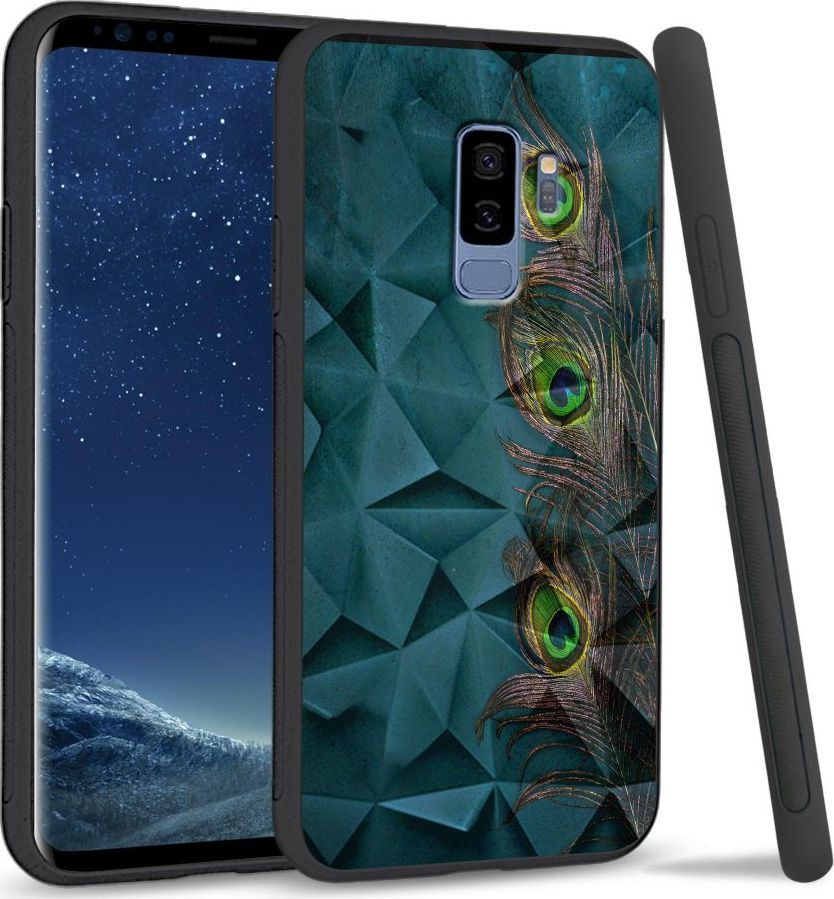 Super Fashion Etui na telefon Samsung Galaxy S9 Plus Crystal Case Three Peacock Feathers 1