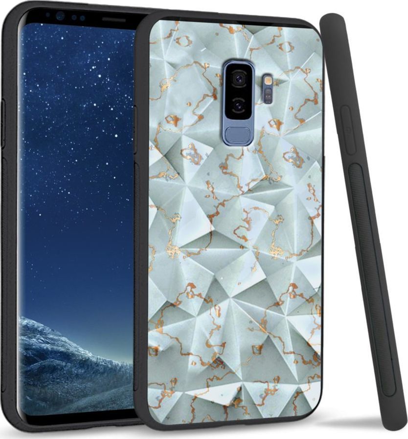 Super Fashion Etui na telefon Samsung Galaxy S9 Plus Crystal Case Golden blue granite 1