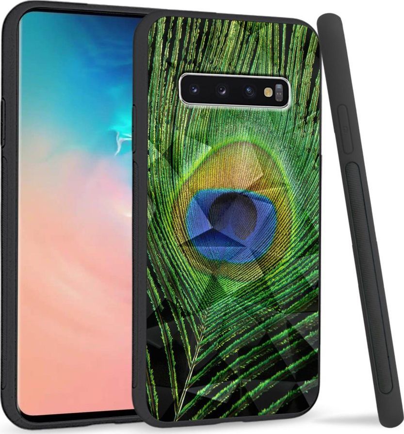Super Fashion Etui na telefon Samsung Galaxy S10 Crystal Case Peacock Feather 1