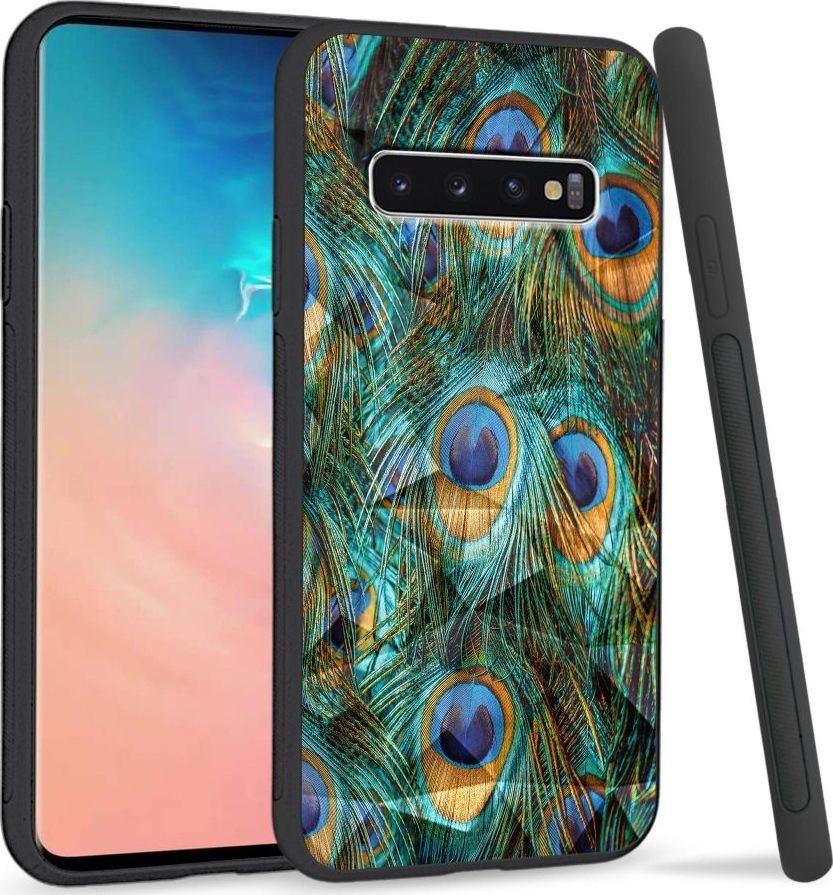 Super Fashion Etui na telefon Samsung Galaxy S10 Crystal Case Peacock Feather Bunch 1