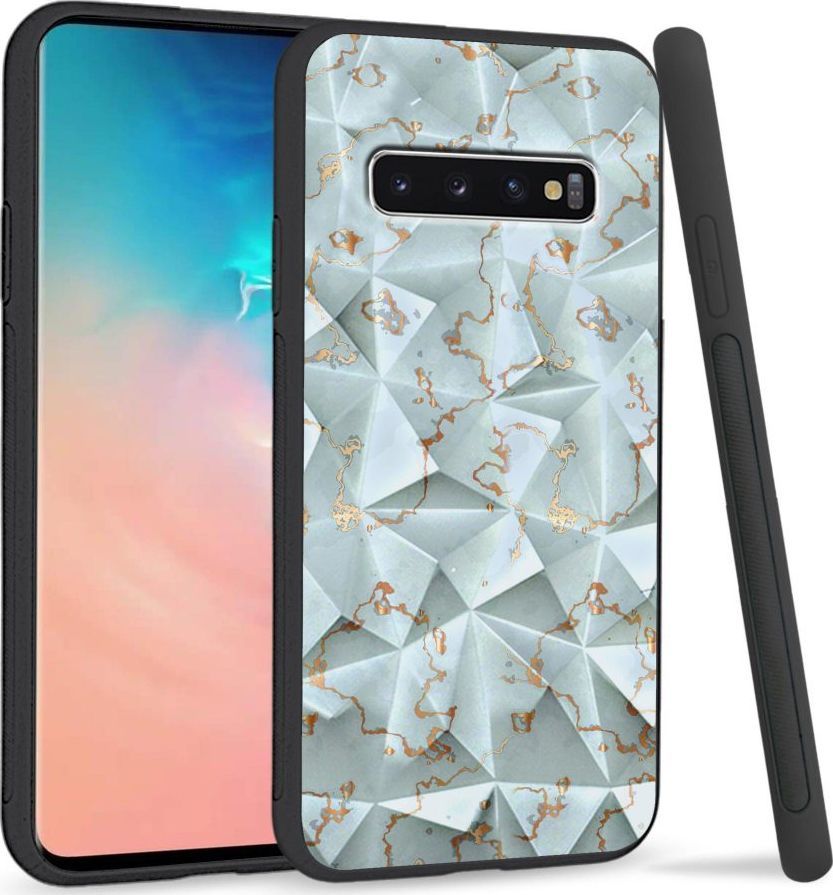 Super Fashion Etui na telefon Samsung Galaxy S10 Crystal Case Golden blue granite 1