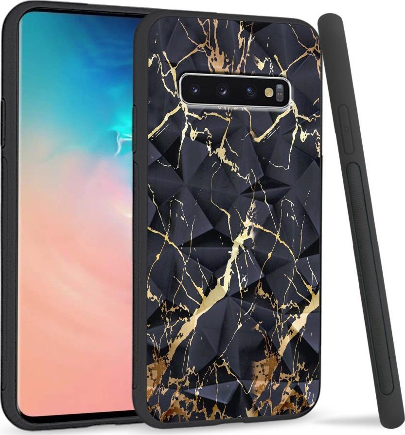Super Fashion Etui na telefon Samsung Galaxy S10 Crystal Case Black gold granite 1