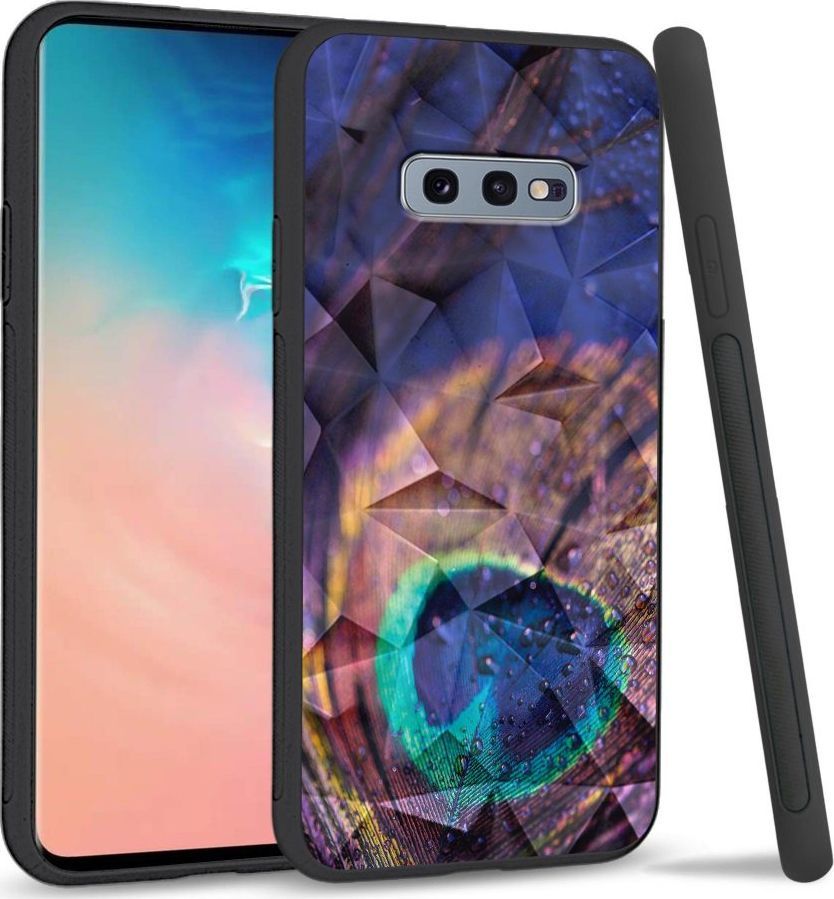 Super Fashion Etui na telefon Samsung Galaxy S10E Crystal Case Peacock Feather Closeup 1