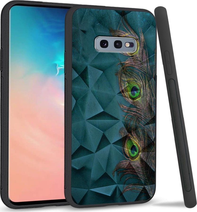 Super Fashion Etui na telefon Samsung Galaxy S10E Crystal Case Three Peacock Feathers 1