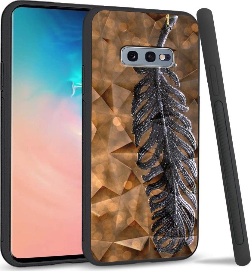 Super Fashion Etui na telefon Samsung Galaxy S10E Crystal Case Metal Feather 1