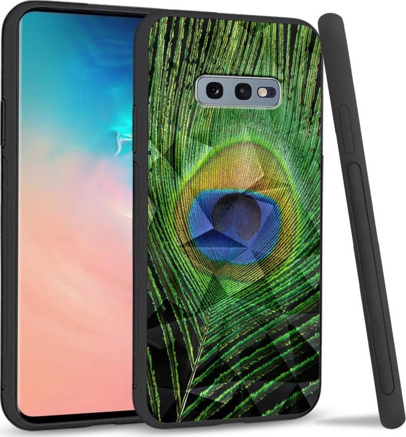 Super Fashion Etui na telefon Samsung Galaxy S10E Crystal Case Peacock Feather 1