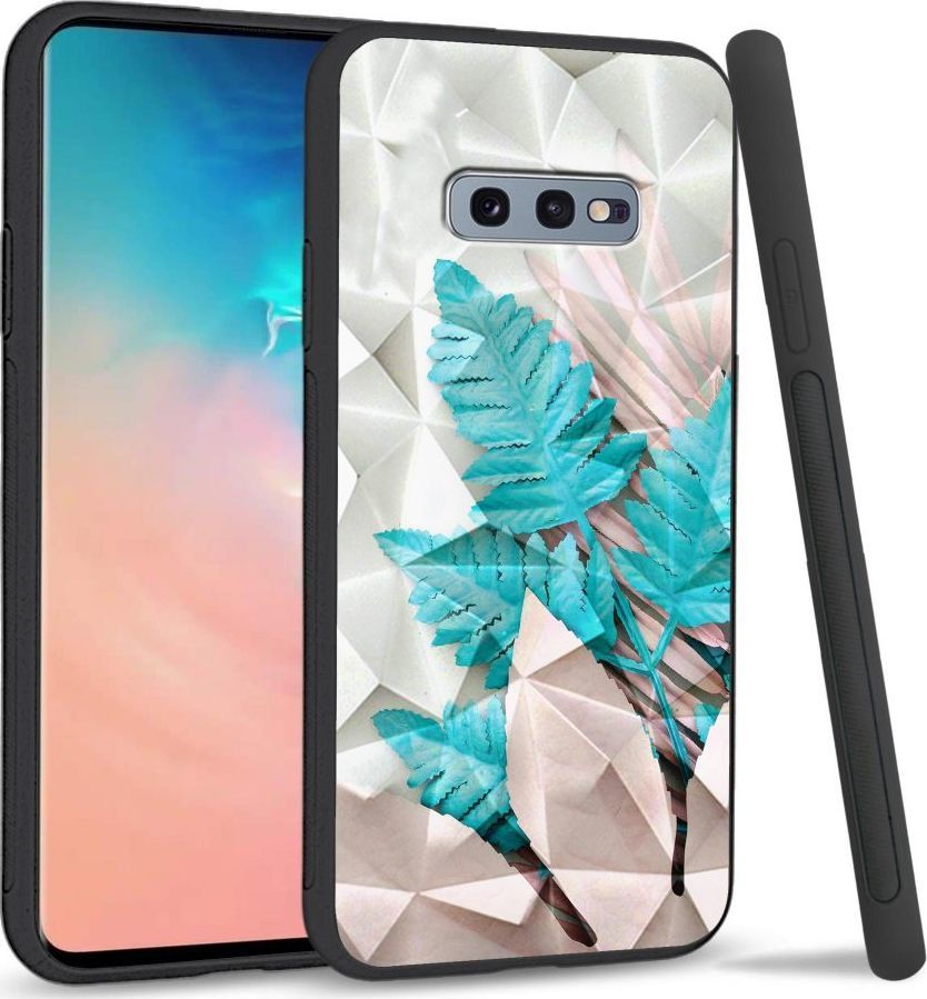Super Fashion Etui na telefon Samsung Galaxy S10E Crystal Case Blue white leaf 1
