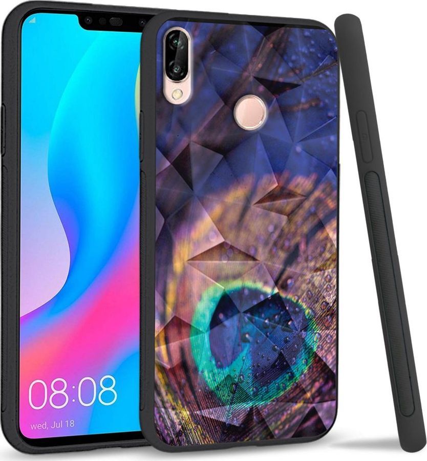 Super Fashion Etui na telefon Huawei P20 Lite 2019 Crysta Pokrowiec Peacock Feather Closeup 1