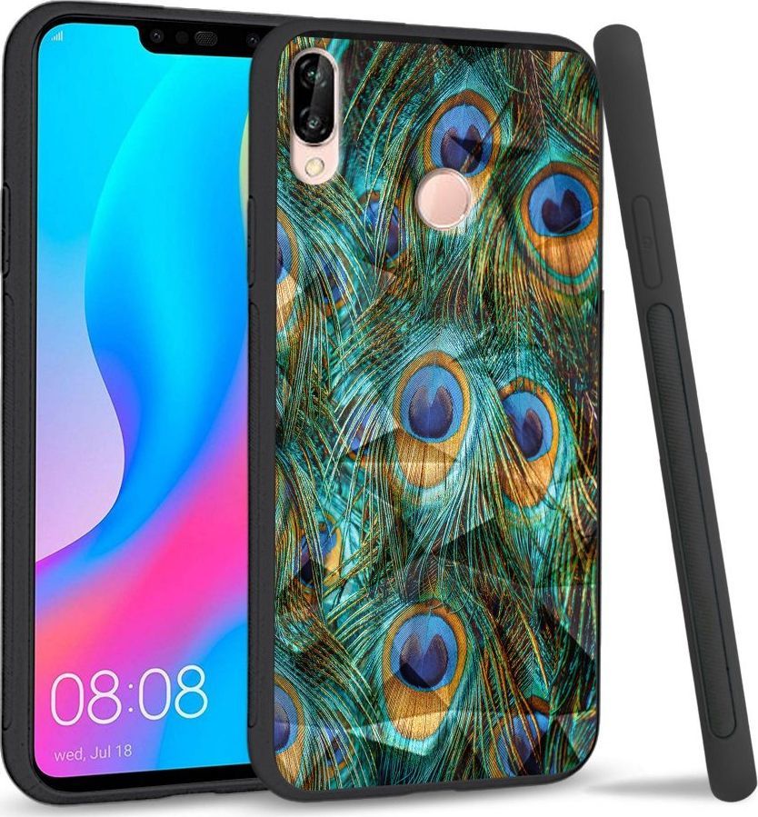 Super Fashion Etui na telefon Huawei P20 Lite 2019 Crysta Pokrowiec Peacock Feather Bunch 1