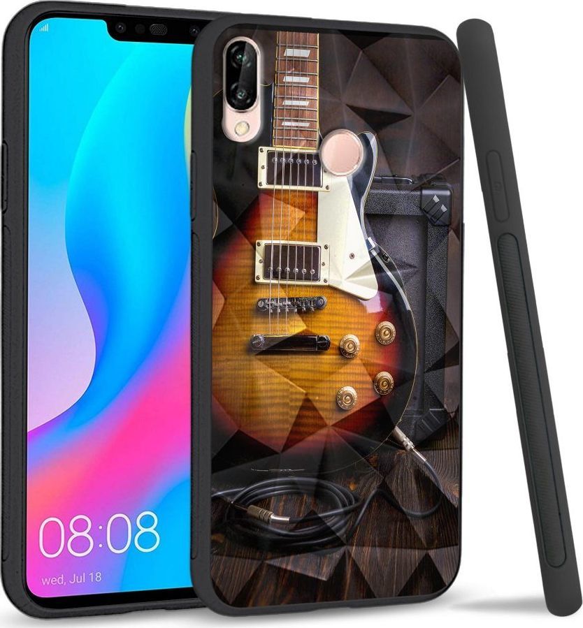 Super Fashion Etui na telefon Huawei P20 Lite 2019 Crysta Pokrowiec Electric Guitar 1