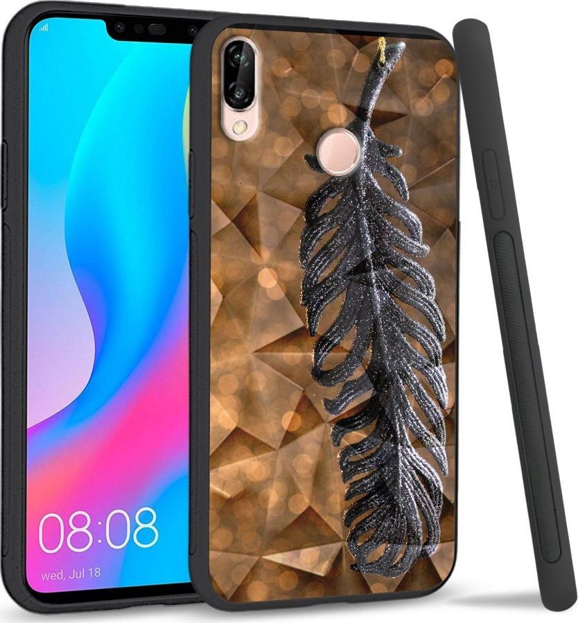 Super Fashion Etui na telefon Huawei P20 Lite 2019 Crysta Pokrowiec Metal Feather 1