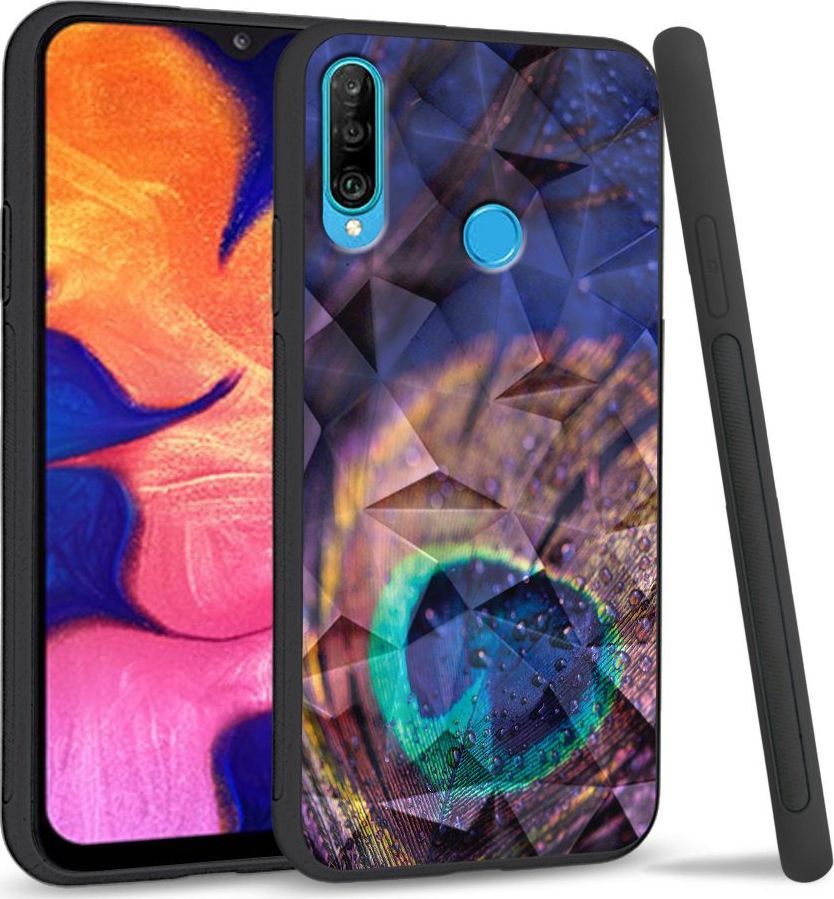 Super Fashion Etui na telefon Huawei P30 Lite Crysta Pokrowiec Peacock Feather Closeup 1