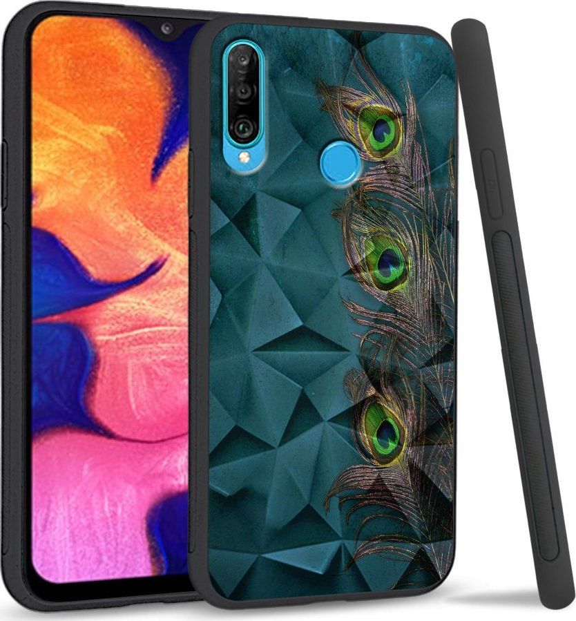 Super Fashion Etui na telefon Huawei P30 Lite Crysta Pokrowiec Three Peacock Feathers 1