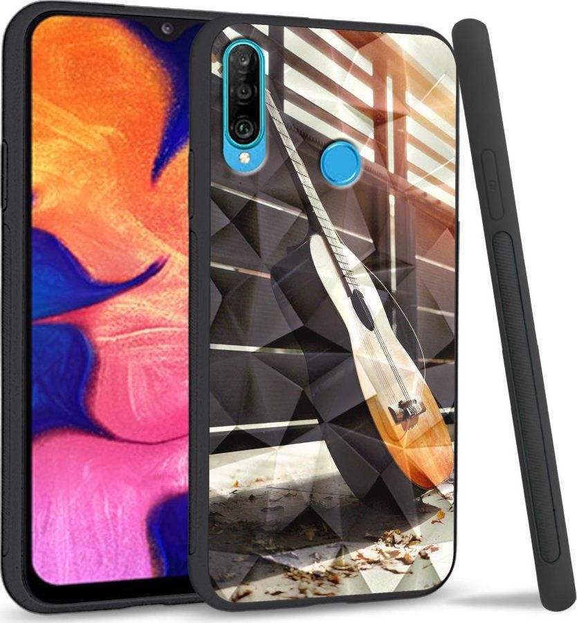 Super Fashion Etui na telefon Huawei P30 Lite Crysta Pokrowiec Wooden Guitar 1