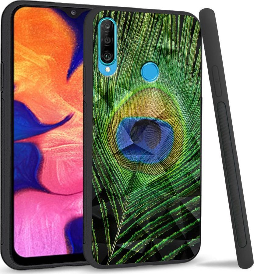 Super Fashion Etui na telefon Huawei P30 Lite Crysta Pokrowiec Peacock Feather 1