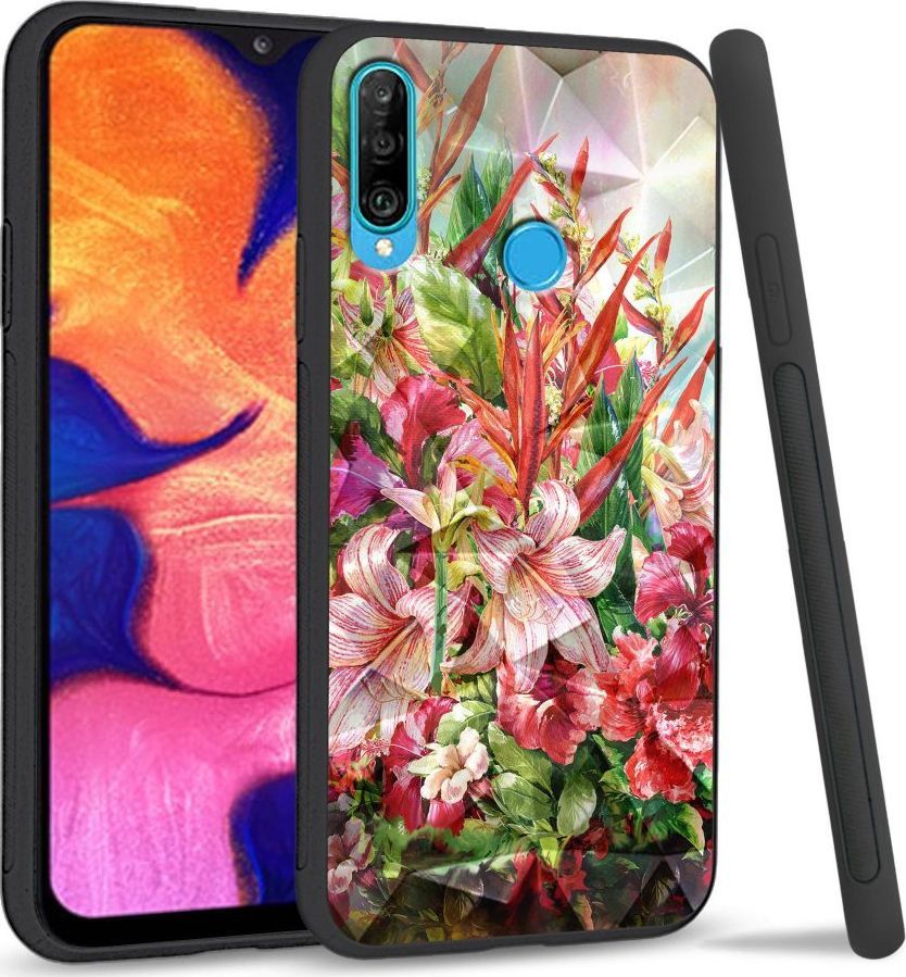 Super Fashion Etui na telefon Huawei P30 Lite Crysta Pokrowiec Flowers 1