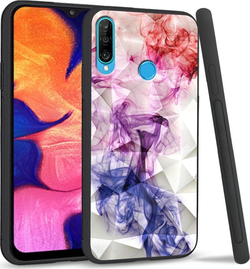 Super Fashion Etui na telefon Huawei P30 Lite Crysta Pokrowiec Smoke abstract 1