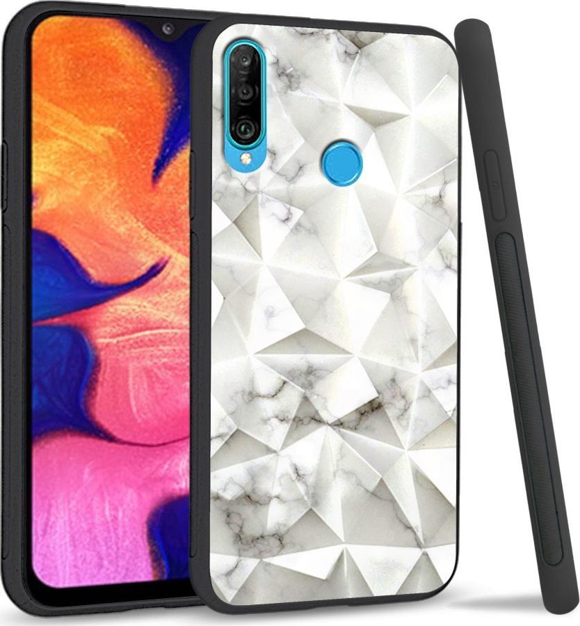 Super Fashion Etui na telefon Huawei P30 Lite Crysta Pokrowiec White granite 1