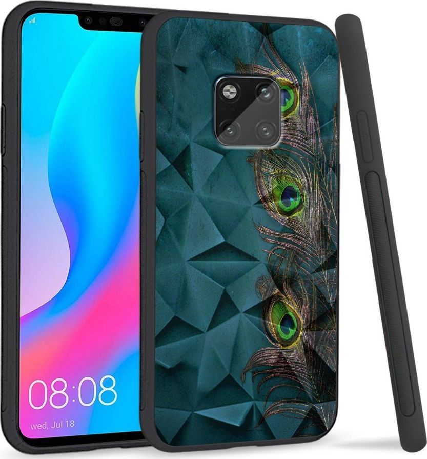 Super Fashion Etui na telefon Huawei Mate 20 Pro Crysta Pokrowiec Three Peacock Feathers 1