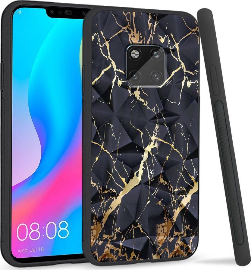 Super Fashion Etui na telefon Huawei Mate 20 Pro Crysta Pokrowiec Black gold granite 1