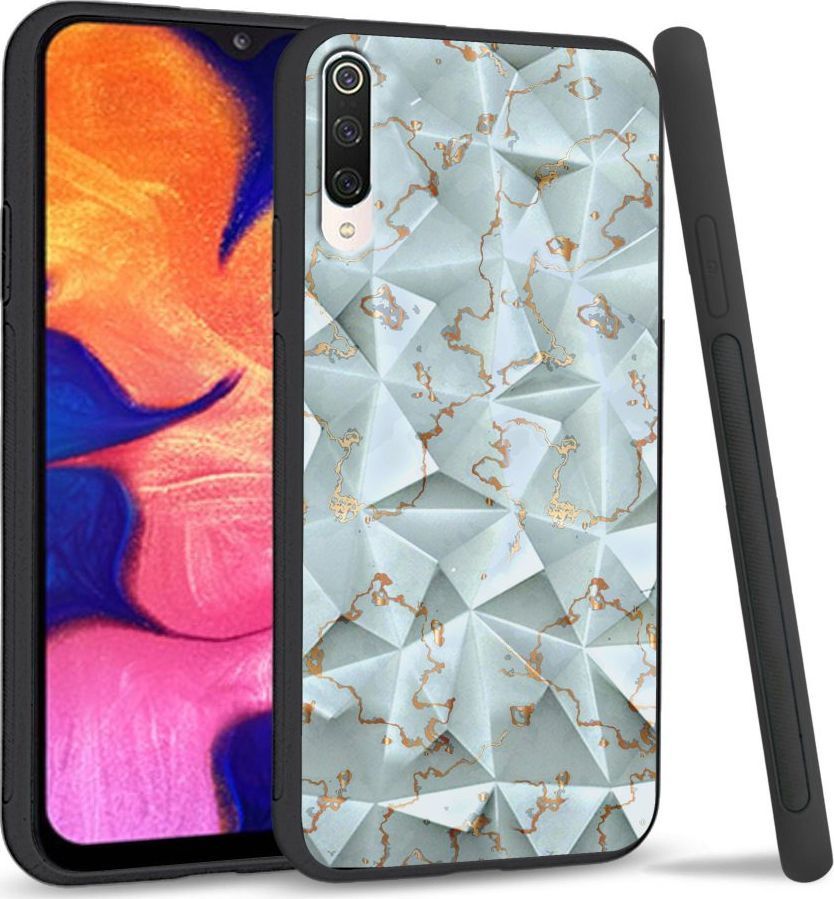 Super Fashion Etui na telefon Xiaomi Mi9 Crystal Case Golden blue granite 1