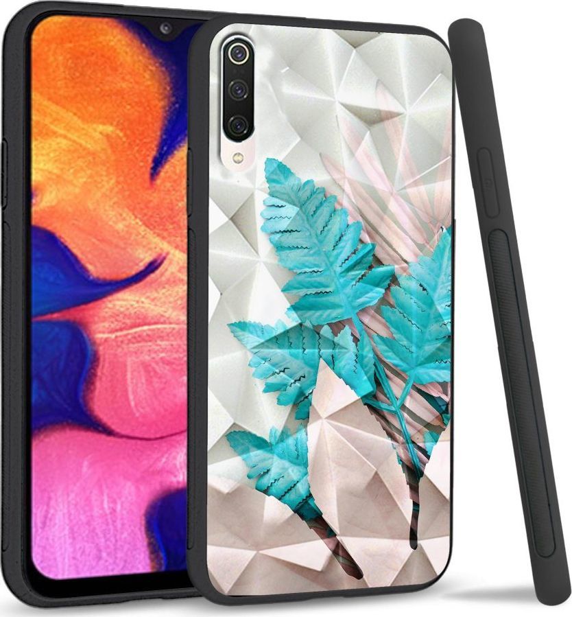 Super Fashion Etui na telefon Xiaomi Mi9 Crystal Case Blue white leaf 1