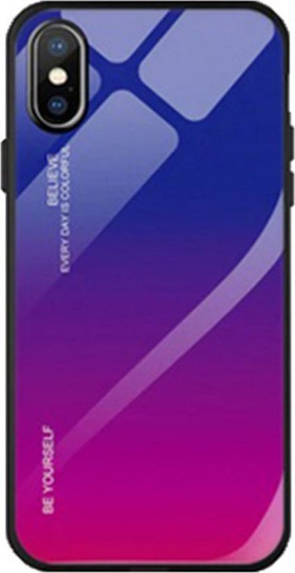 Super Fashion Etui Szklane Ombre fioletowo różowe do Apple Iphone X 1