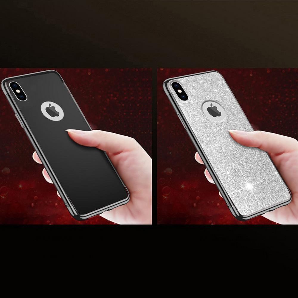 Super Fashion Etui Brokatowe Srebrne do Iphone X 1