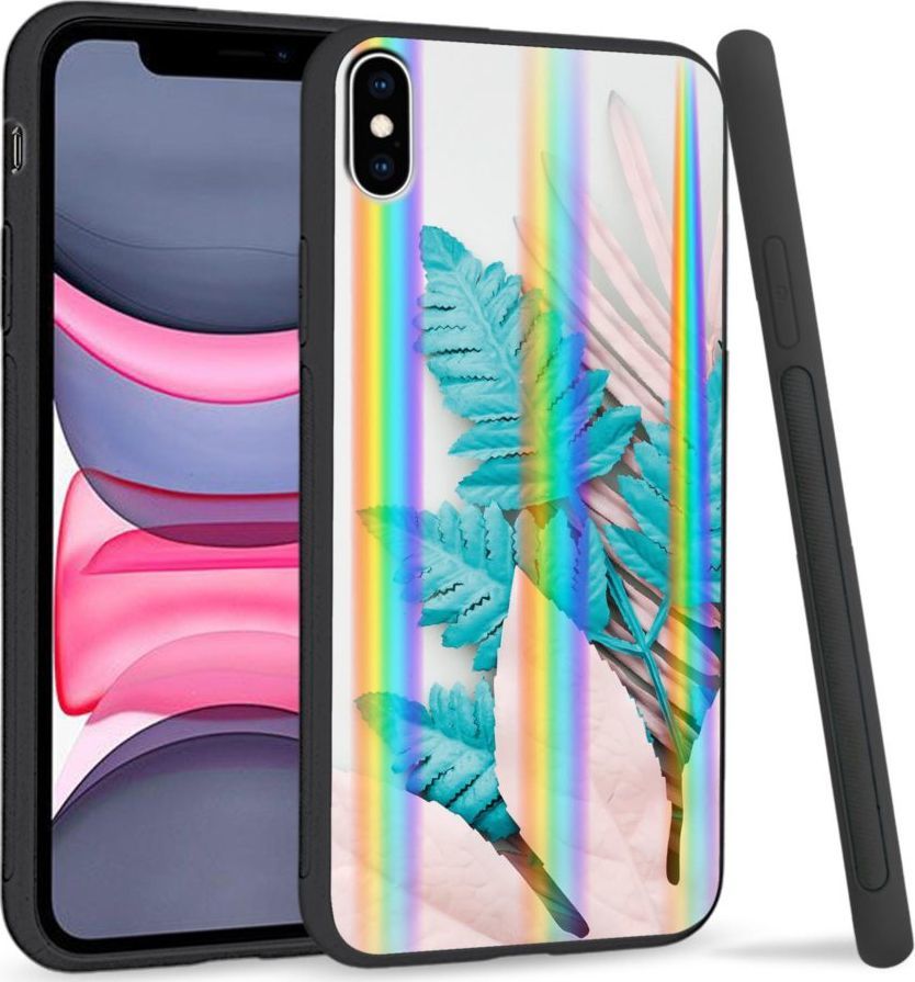 Super Fashion Etui Rainbow Series na Apple iPhone XS Max Blue white leaf 1