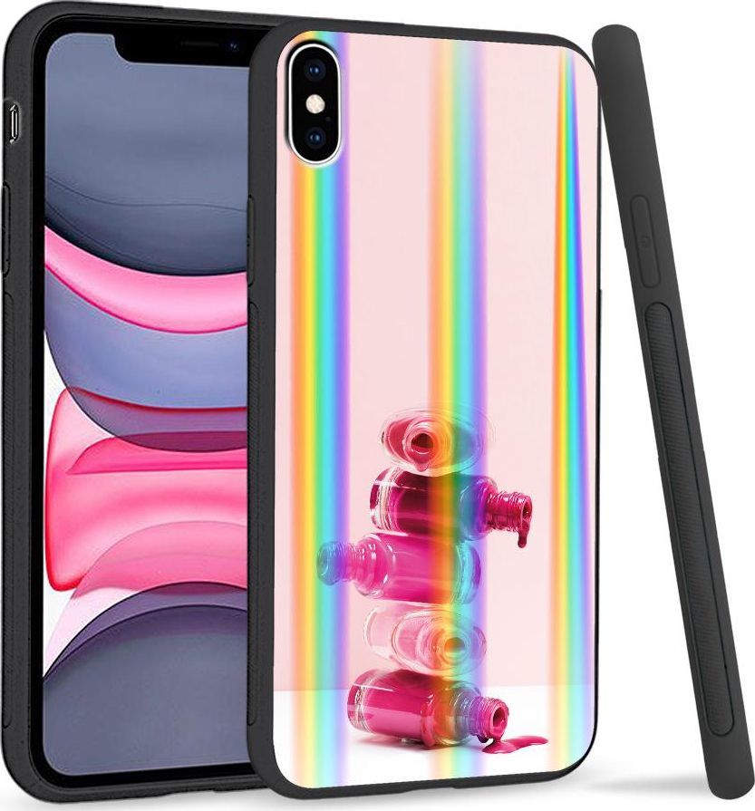 Super Fashion Etui Rainbow Series na Apple iPhone XS Max Różowy lakier 1