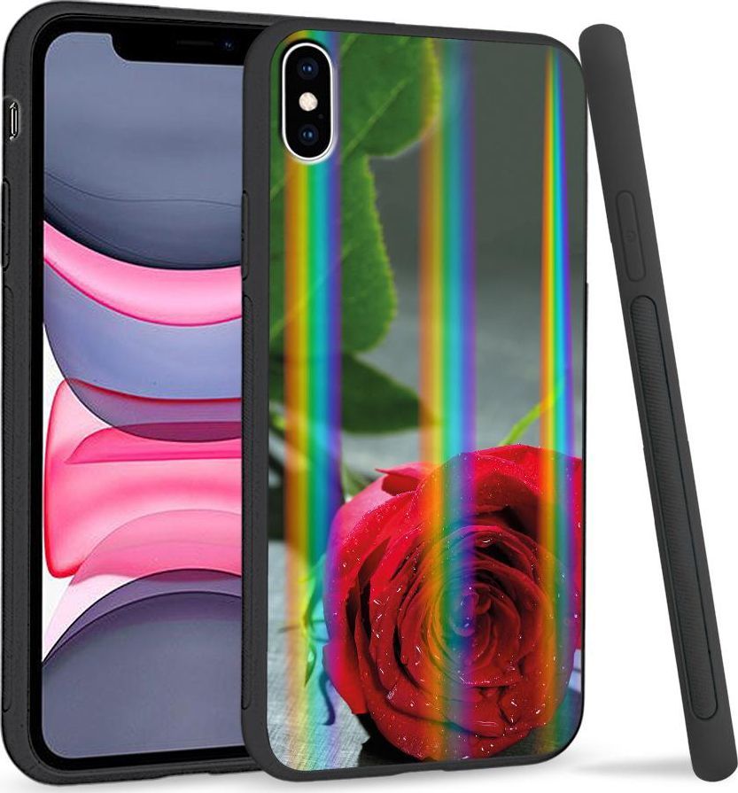 Super Fashion Etui Rainbow Series na Apple iPhone XS Max Czerwona róża 1