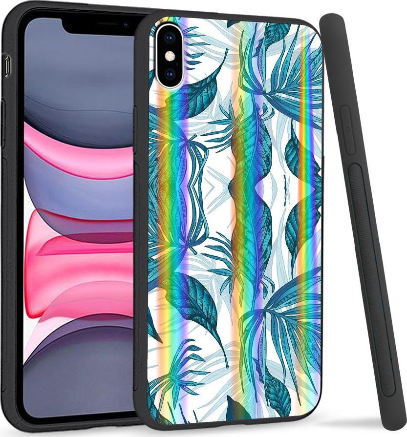 Super Fashion Etui Rainbow Series na Apple iPhone XS Max Niebieskie liście 1