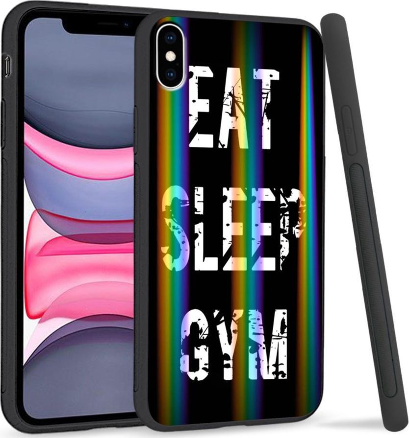 Super Fashion Etui Rainbow Series na Apple iPhone XS Max Eat Sleep Gym 1