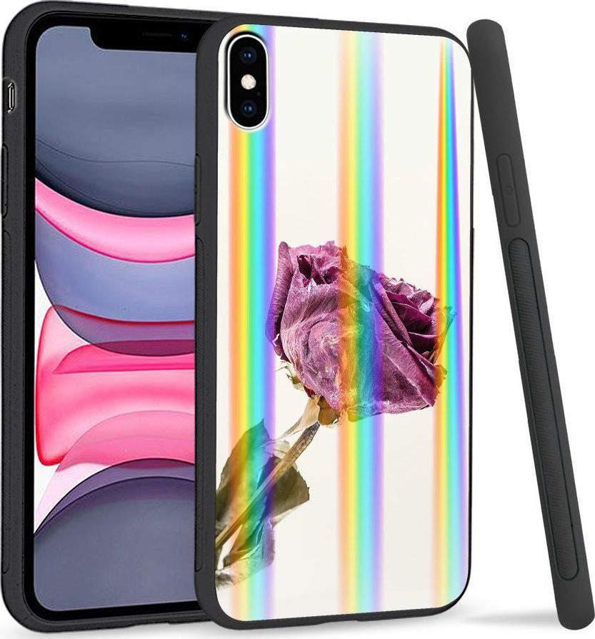 Super Fashion Etui Rainbow Series na Apple iPhone XS Max Fioletowa róża 1