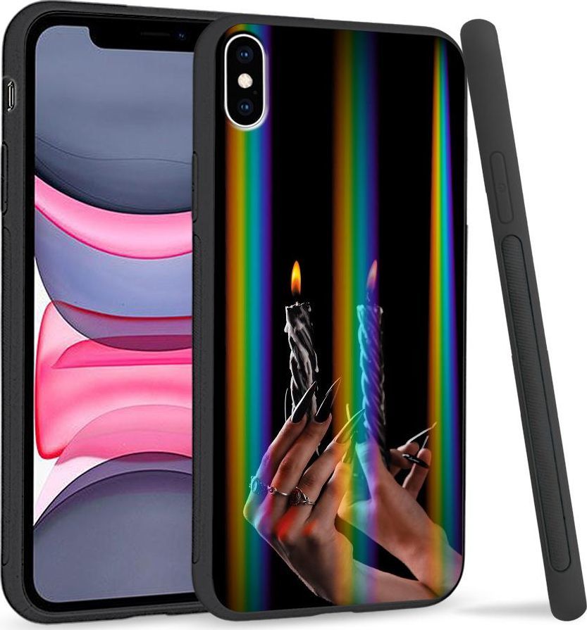 Super Fashion Etui Rainbow Series na Apple iPhone XS Max Czarne świeczki 1