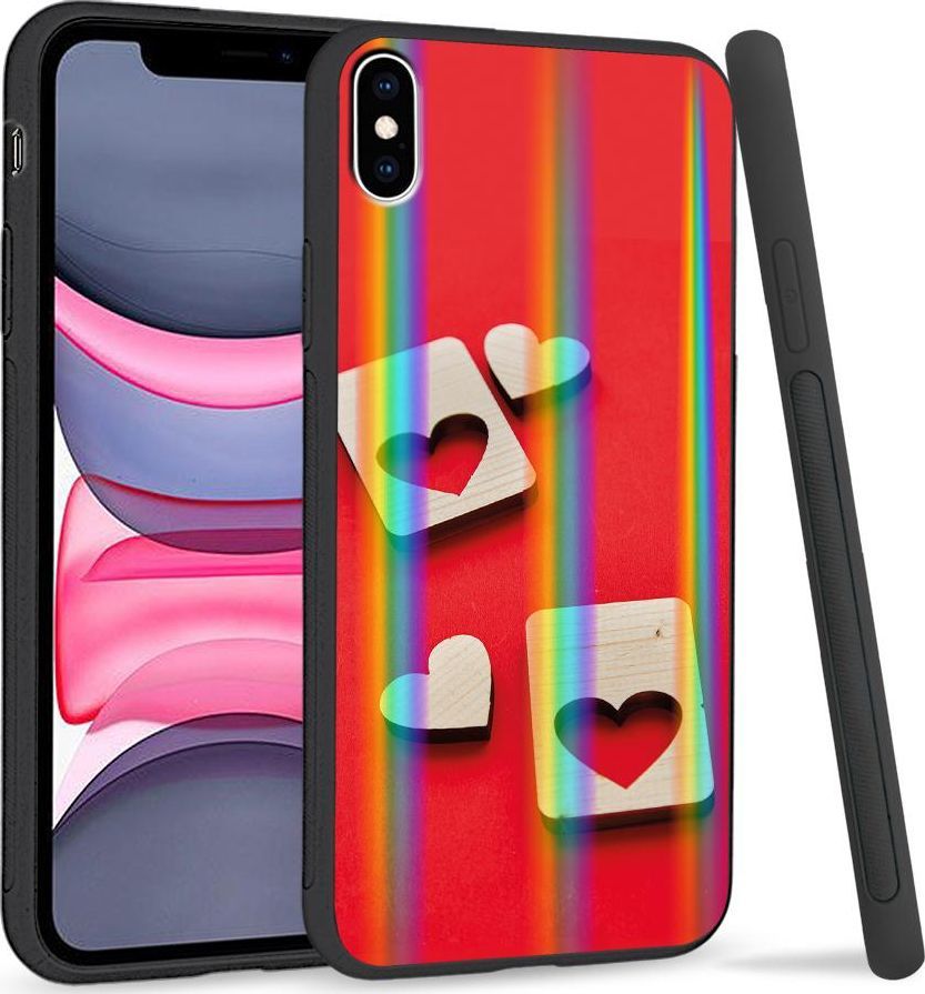 Super Fashion Etui Rainbow Series na Apple iPhone XS Max Dwa serca 1