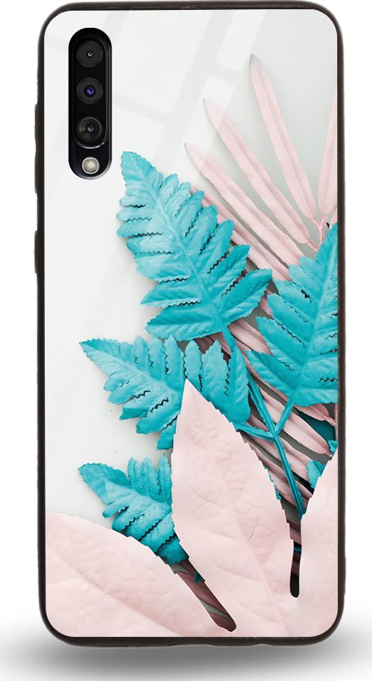 Etui na Samsung A50 - Designer Series - Blue white leaf 1