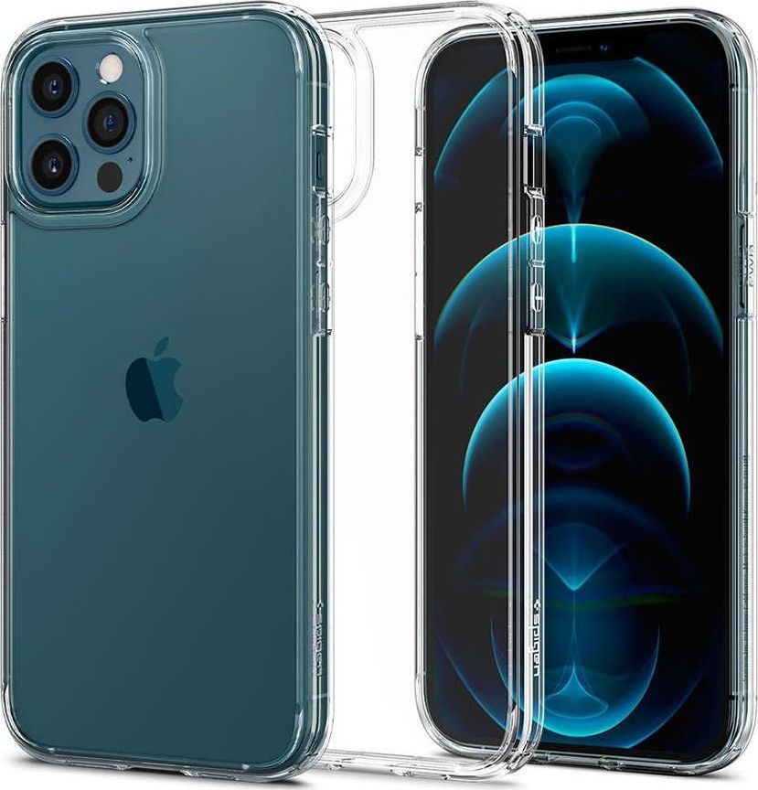 Spigen Etui Spigen Ultra Hybrid do Apple iPhone 12 Pro Max 6.7 Crystal Clear + Szkło Alogy uniwersalny 1