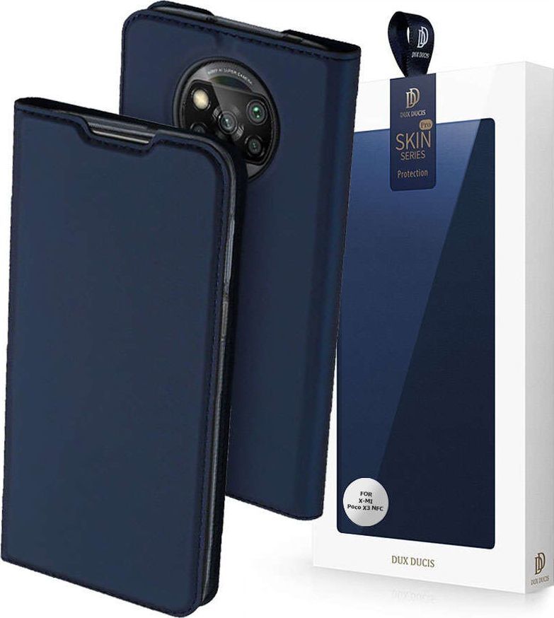 Dux Ducis Etui ochronne Dux Ducis Skin do Xiaomi Poco X3 NFC Granatowe + Szkło 3mk uniwersalny 1