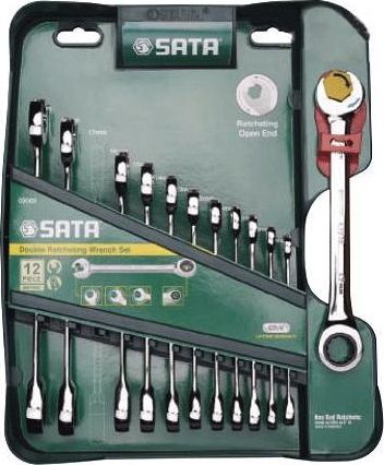SATA SATA KLUCZE PŁASKO-OCZKOWE Z PODWÓJNĄ GRZECHOTKĄ KOMPLET 12 elem. GL09066 1