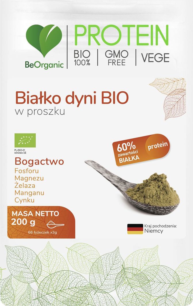 Beorganic Białko Dyni Bio W Proszku 200G Beorganic Fosfor Magnez Żelazo Mangan Cynk Blonnik Pokarmowy 1
