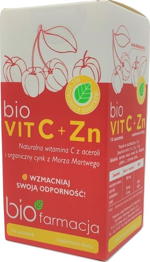 Biofarmacja Bio Witamina C + Cynk Z Morza Martwego 14 Saszetek Biofarmacja Wit. C Z Aceroli Cytrynian Cynku 1